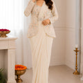  Off White Ready-to-Wear Saree Heavy Embroidered Designer Jacket 