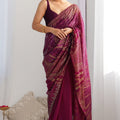 Designer Wine Colour Georgette Saree Party Wear