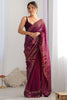 Designer Wine Colour Georgette Saree Party Wear