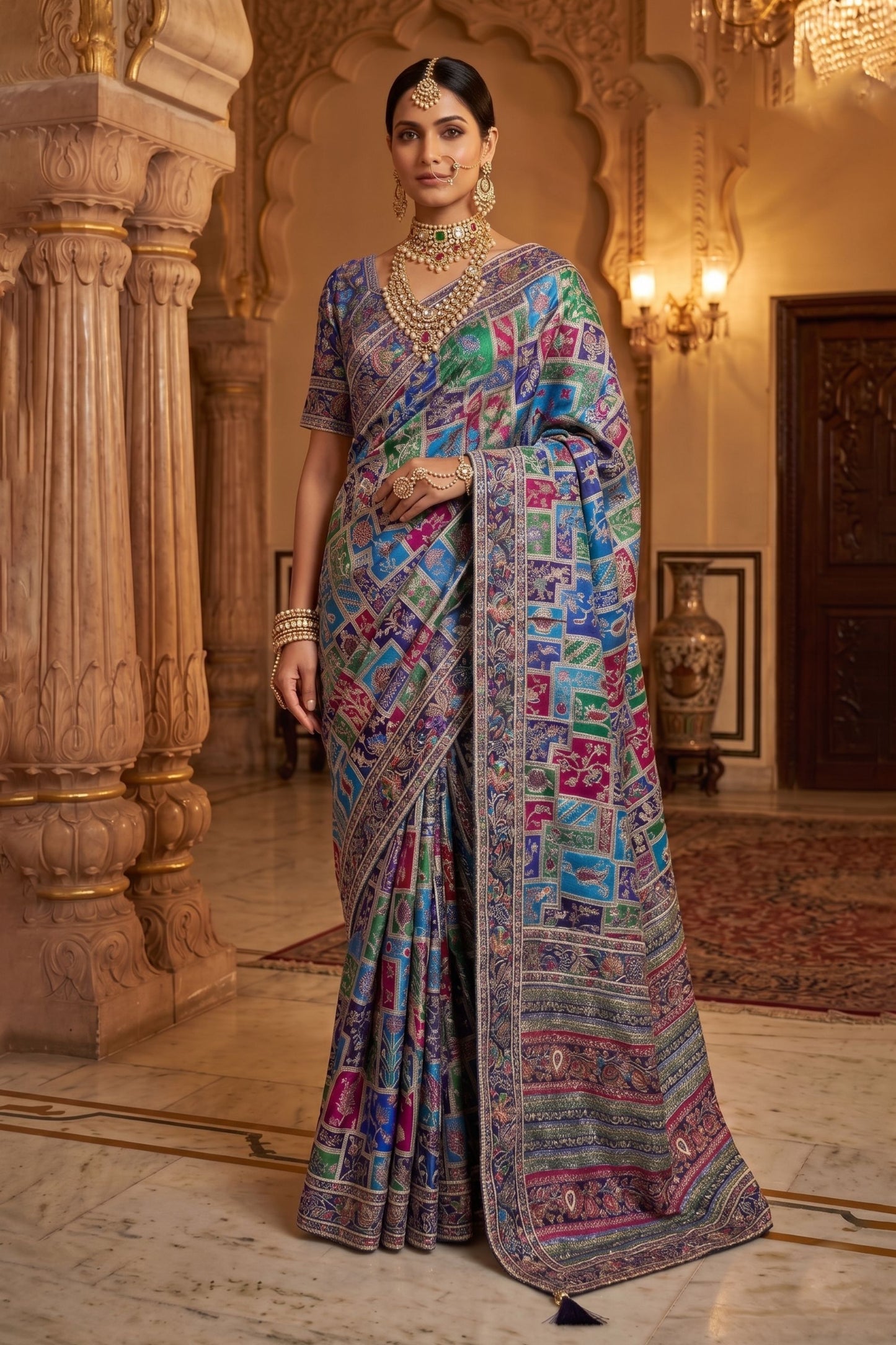 Royal Multicolor Patola Silk Saree Woven Design Traditional Saree