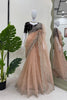 Peach Embroidered Net Designer Saree with Sequins Work Blouse