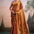 Golden Mustard Silk Saree with Zari Polka Dot Weaving Designer Saree