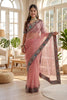 Pink Organza Saree with Embroidered Border Designer Blouse 
