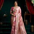 Pink Banarasi Silk Saree with Rich Zari Weaving Contrast Border