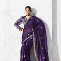 Designer Purple Silk Saree Blouse Party  Wear