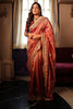  Rust Red Silk Saree with Heavy Embroidered Border Designer Blouse 