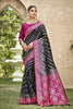 Black Banarasi Silk Saree Pink Zari Border Traditional Saree