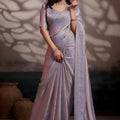 Lavender Shimmer Silk Saree with Elegant Embroidered Border