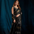 Black Silk Saree with Gold Silver Zari Designer Party Wear Saree