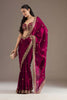 Wine Red Silk Saree with Heavy Zari Embroidery Border Designer Blouse 