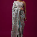 Sea Green Heavy Embroidered Designer Saree with Blouse