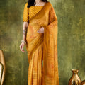 Mustard Yellow Woven Designer Saree with Matching Blouse