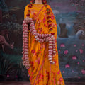 Mustard Yellow Floral Embroidered Saree Designer Blouse
