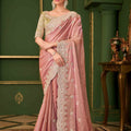 Pink Embroidery Silk Saree Blouse Perfect Festive Occasions