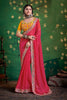 Pink Bandhej Georgette Saree and Yellow Designer Blouse