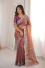  Mauve Rose Gold Tissue Silk Saree Heavy Embroidered Border 