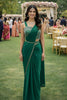 Emerald Green Georgette Saree with Embroidered Designer Blouse