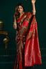 Luxury Red Coffee Brown Soft Silk Saree with Zari Woven Border