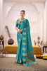Teal Blue Banarasi Silk Saree with Gold Zari Buta Traditional Pallu