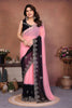 Pink and Black Georgette Saree with Embroidered Border Work