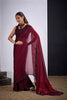 Wine Red Organza Silk Saree with Black Embroidered Blouse 