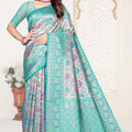 Sea Green Banarasi Silk Saree with Pink Woven Zari Design