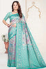 Sea Green Banarasi Silk Saree with Pink Woven Zari Design