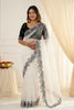 White Organza Saree with Black Embroidered Border