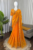 Royal Orange Heavy Embroidered Designer Saree Party Wear