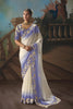 White Lavender Embroidered Saree with Zari Border Designer Saree