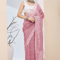 Dusty Rose Pink Floral Printed Saree Casual Saree