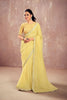 Pastel Yellow Georgette Saree with Embroidered Blouse Lace Border