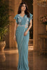 Blue Designer Ready to Wear Saree Embroidered Ruffle Blouse