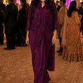  Wine Purple Sequins Ready to Wear Designer Saree with Embellished Jacket 