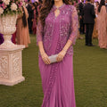 Purple Designer Ruffle Saree Sequins Embroidered Jacket Saree