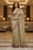 Gold Silk Saree Floral Embroidery Border Designer Party Wear Saree