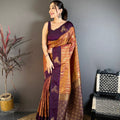 Purple and Copper Banarasi Silk with Zari Weaving  Saree
