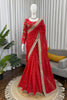 Red Georgette Saree with Gold Sequin Embroidered Blouse