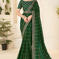 
Dark Green Embroidered Designer Saree with Sequins Work Blouse
