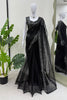 Black Net Saree with Heavy Sequin Embroidery Designer Blouse