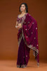 Wine Maroon Embroidered Silk Saree Designer Party Wear Saree