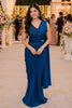 Navy Blue Georgette Saree with Sequins Embroidered Designer Blouse