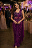 Purple Ready-to-Wear Designer Draped Saree Sequins Blouse