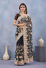 Black Floral Embroidered Net Saree with Designer Border