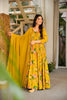 Graceful Mustard Yellow Rayon Digital Printed Designer Gown with Dupatta for Women