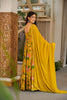 Graceful Mustard Yellow Rayon Digital Printed Designer Gown with Dupatta for Women