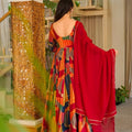 Wonderful Multicolor Rayon Digital Printed Designer Gown with Dupatta for Women