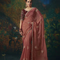 Elegant Mauve Bemberg Silk Saree with Beads Work and Designer Border for Women