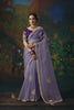 Stylish Lavender Bemberg Silk Saree with Beads Work and Designer Border for Women