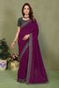 Wine Purple Designer Saree with Silver Embroidery Festive Wear